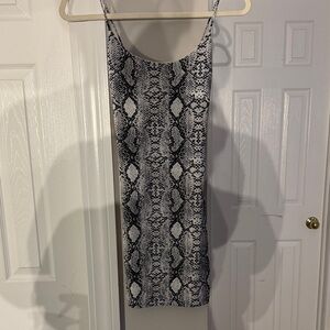 Windsor Black & White Snake-Print Mini Slip Dress